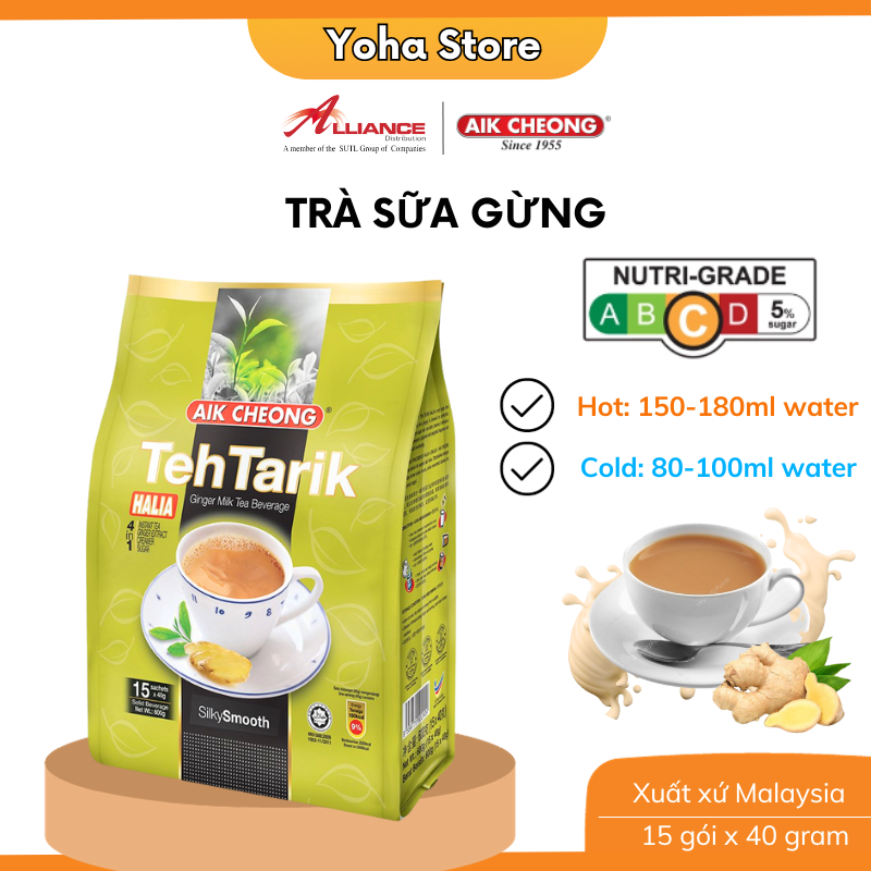 (Chính hãng)  Trà Sữa Vị Gừng Aik Cheong Teh Tarik Halia 4 In 1 (15 Gói x 40g) - nhập khẩu từ Malaysia