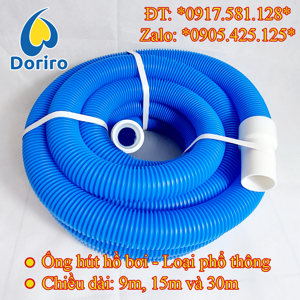 Ống hút nước hồ bơi 15 mét – Loại phổ thông, màu xanh dương. Ống mềm hút nước hồ bơi chuyên dụng.