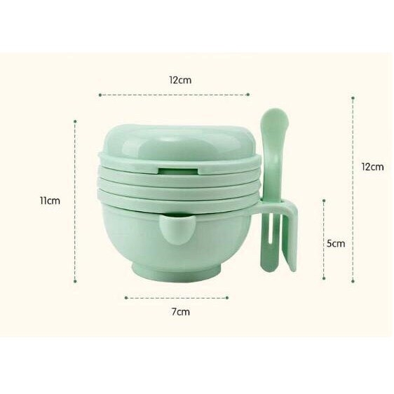 Bộ 9 dụng cụ chế biến đồ ăn dặm kiểu nhật chất liệu nhựa an toàn cho bé