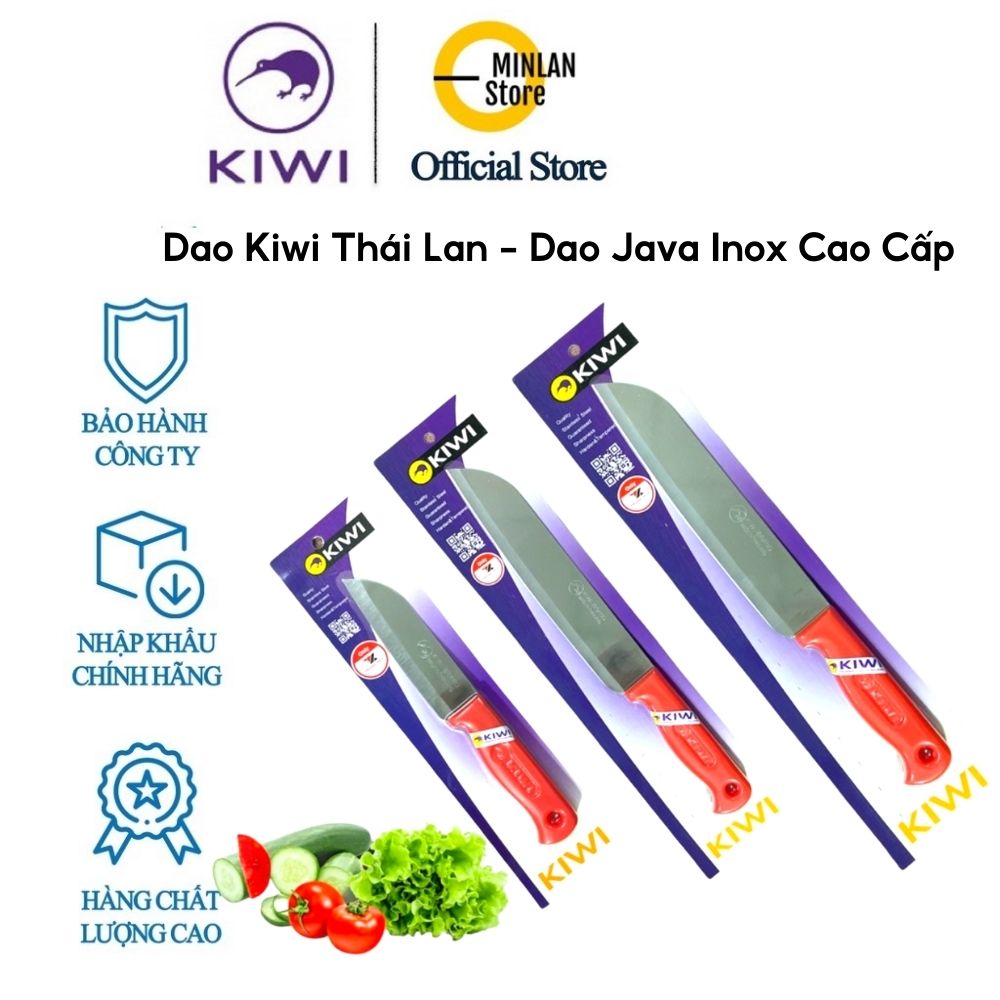 Dao Java Kiwi Thái Lan cán nhựa, lưỡi dao dài, cắt thái thịt, rau củ nhanh chóng, hàng nội địa Thái Lan