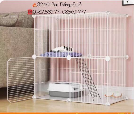 Chuồng quây thú cưng lắp ghép lưới nan dày 2 tầng-phù hợp cho các pé baby