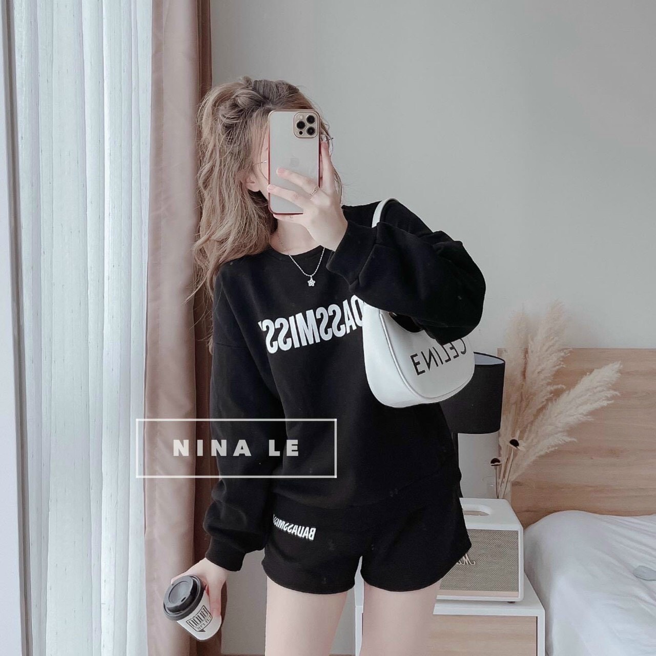 Sét bộ nữ đi chơi, bộ đùi chất nỉ bông, áo form rộng in chữ