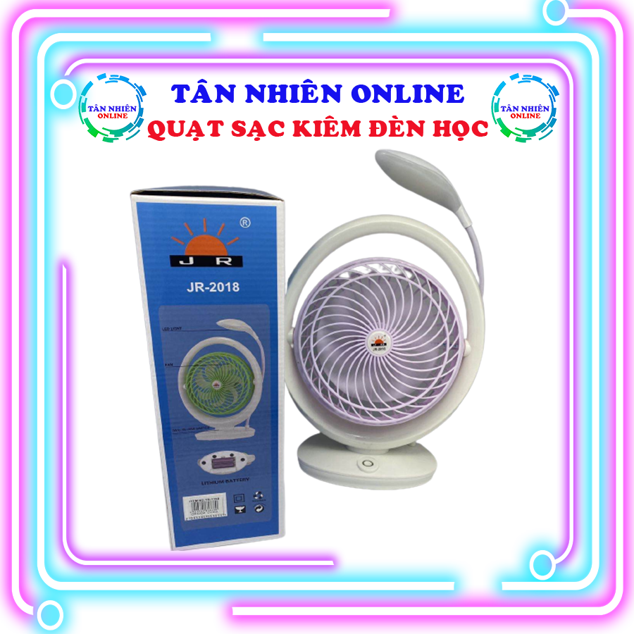Quạt sạc để bàn có đèn led bàn học đa năng JR 2018, quạt mini, Tân Nhiên Online