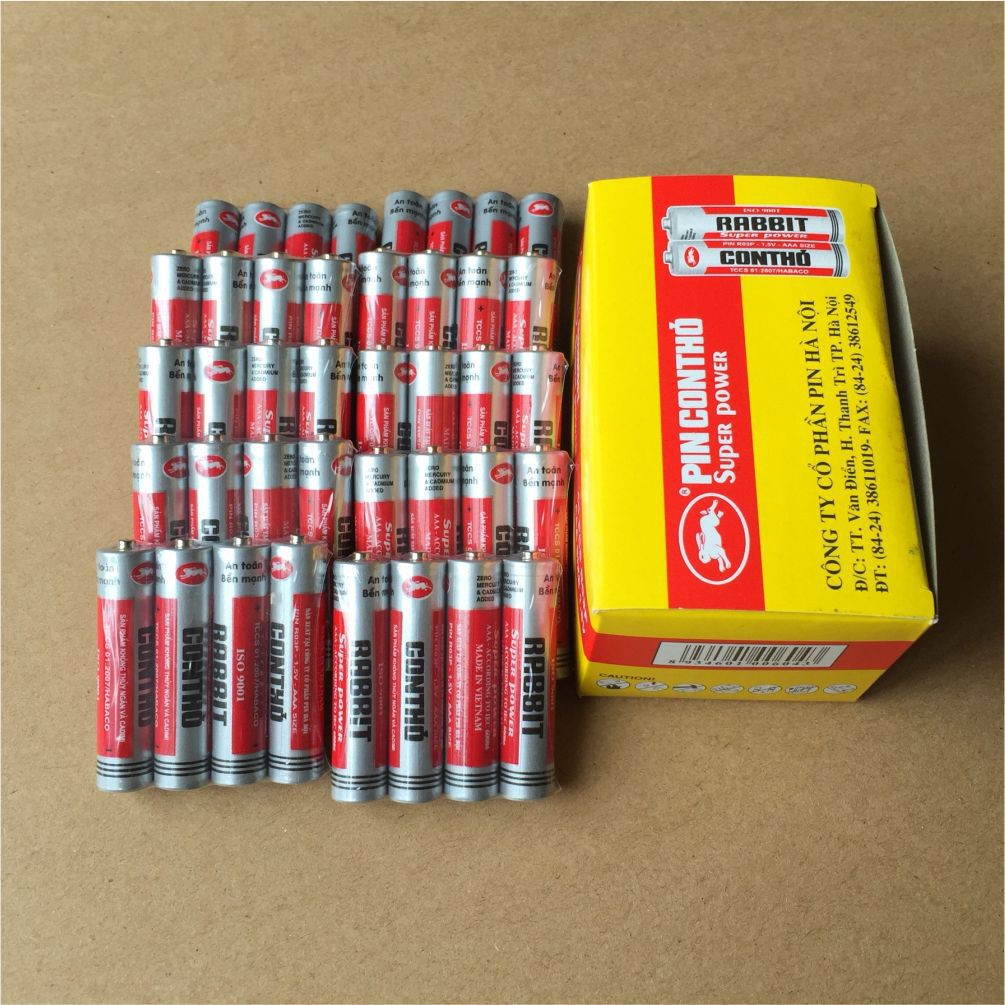 Hộp 40 viên pin con thỏ AAA 1,5V PIN DÙNG CHO ĐIỀU KHIỂN , NHIỆT KẾ