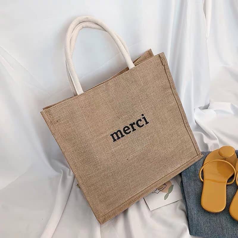 Túi xách nữ chất liệu cói đựng đồ phong cách thời trang Merci
