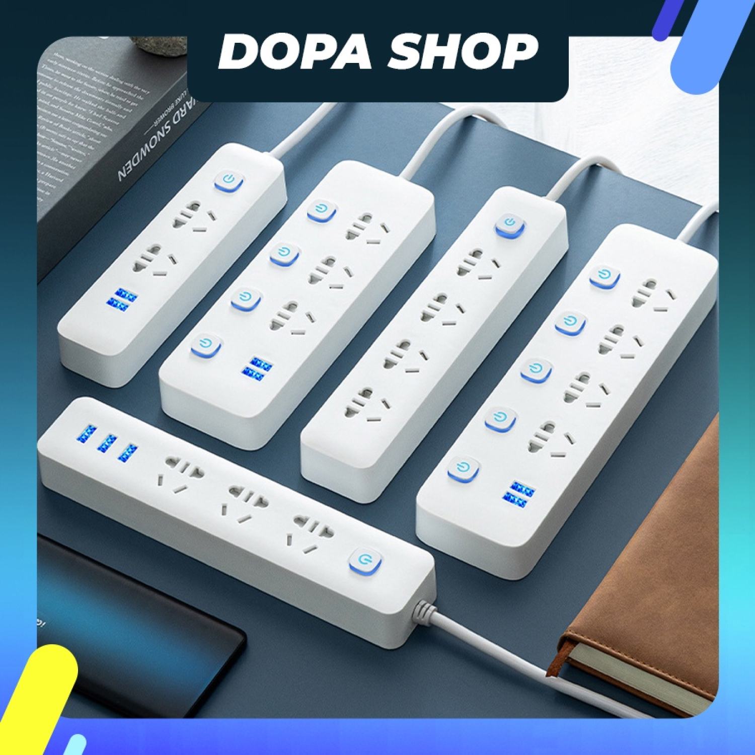 Ổ cắm điện đa năng chống giật tích hợp 2 cổng usb 4 công tắc