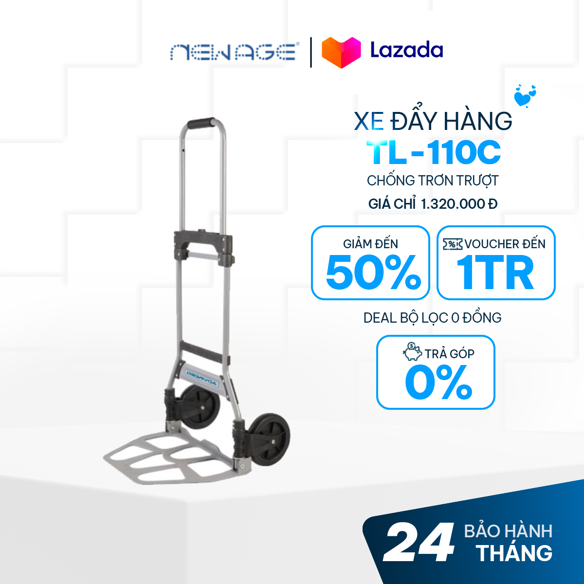 Xe đẩy hàng 2 bánh gấp gọn advindeq tl-110c, xe đẩy 110kg 2 bánh rút gọn, hợp kim nhôm bền bỉ ổn định - hàng chính hãng, bảo hành 12 tháng