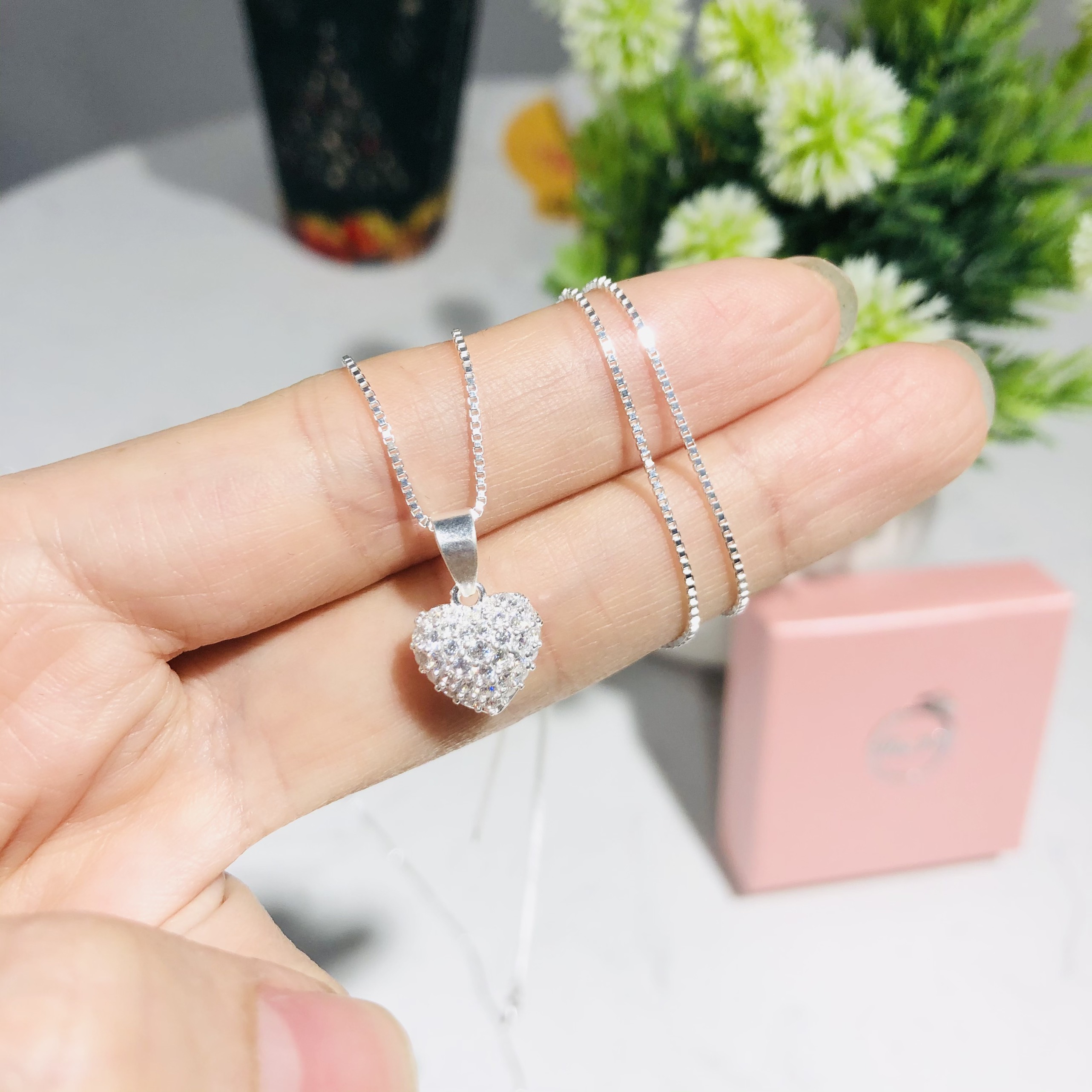 Dây chuyền | dây chuyền nữ | vòng cổ bạc | dây chuyền bạc | vòng cổ bạc nữ Mặt Trái Tim - Trang Sức Cao Cấp No.93