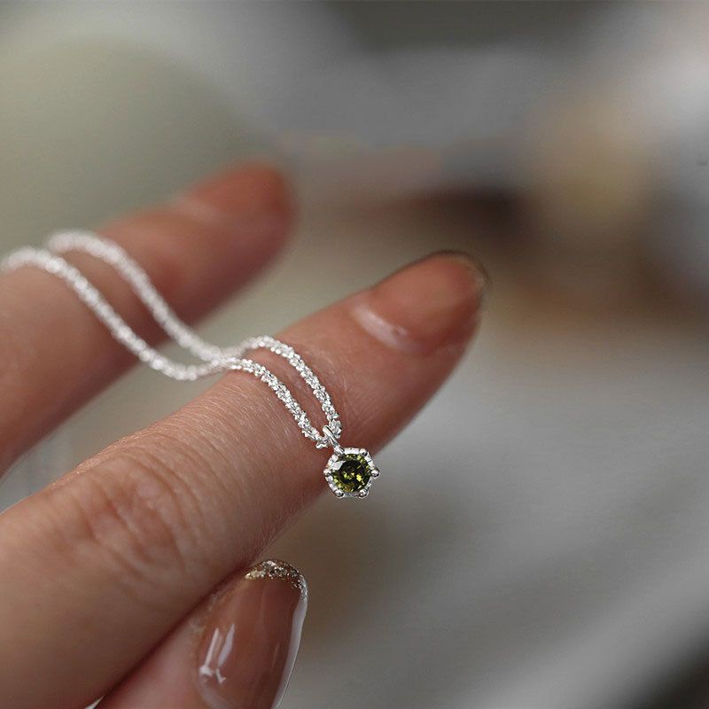 Dây chuyền bạc S925 - Vòng cổ nữ bạc Ý nguyệt quang xanh Greenly sang trọng, thanh lịch Zaza accessories ZDC0082