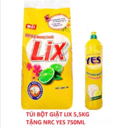 Bột giặt Lix Extra hương chanh 5.5kg tặng nước rửa chén 750gr