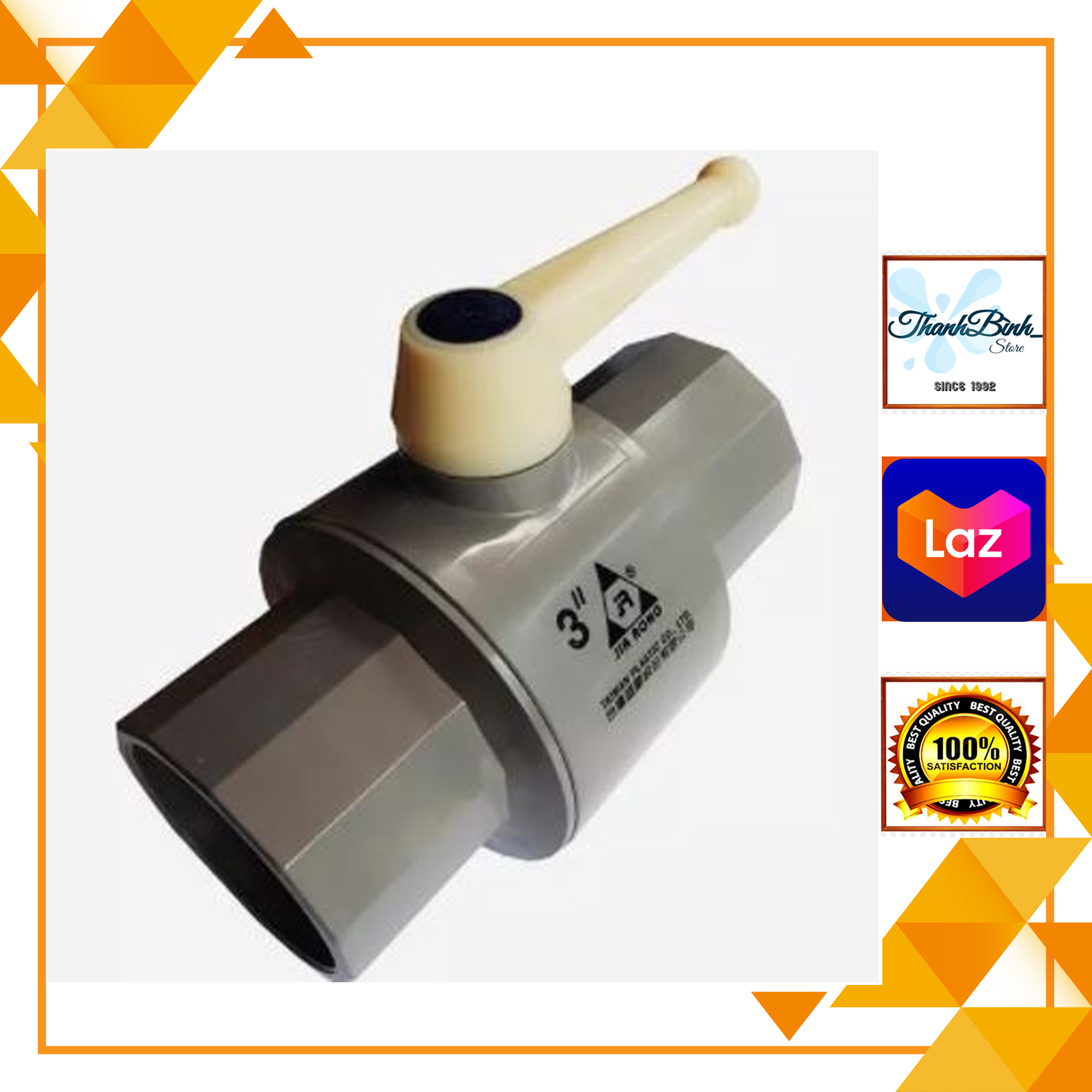 Van nhựa 75/ 90 tay trắng/ van cầu pvc jiarong size 75/ 90 mm- đài loan
