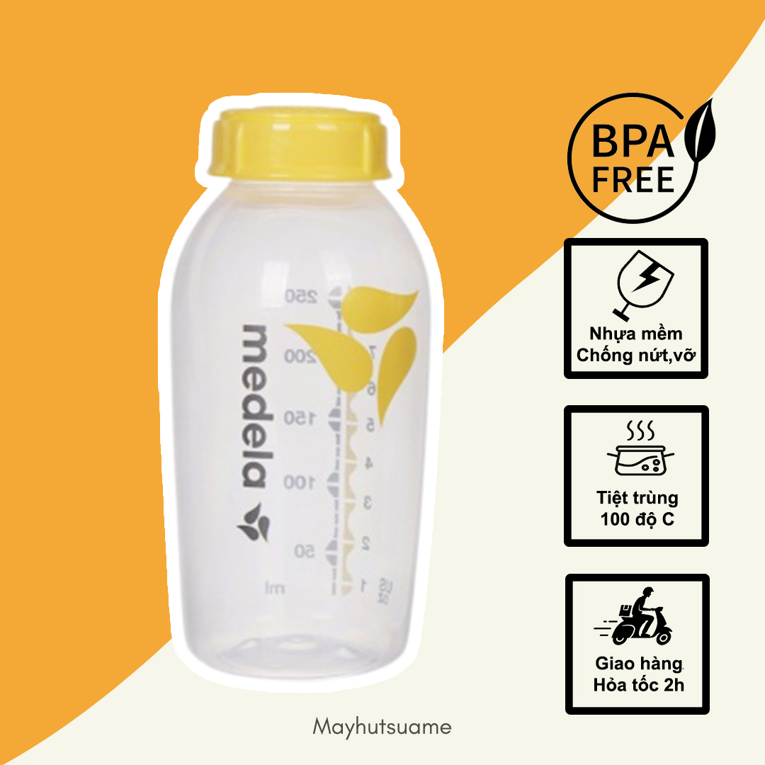 Medela Milk Storage Bottle 250ml with Yellow Logo
