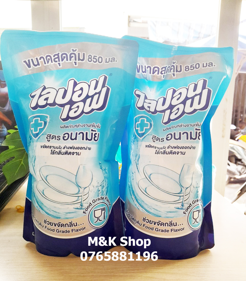 Combo 2 túi nước rửa chén Lipon tinh khiết 850ml Thái Lan