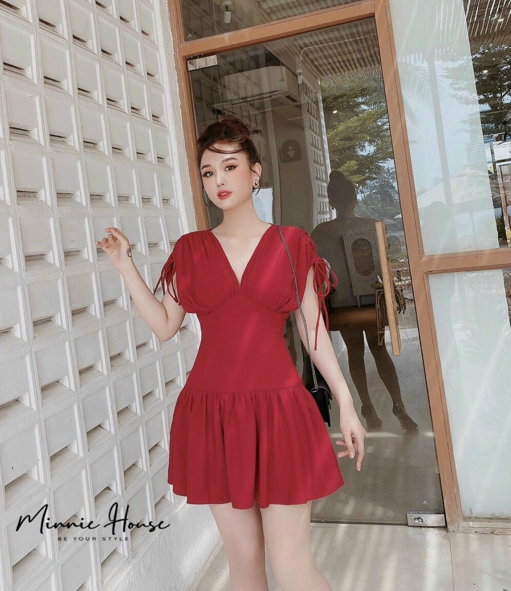 [HCM]Đầm nữ váy xòe bo eo tay thắt nơ thời trang cực sang chảnh chất thun lạnh dày mịn cực mát