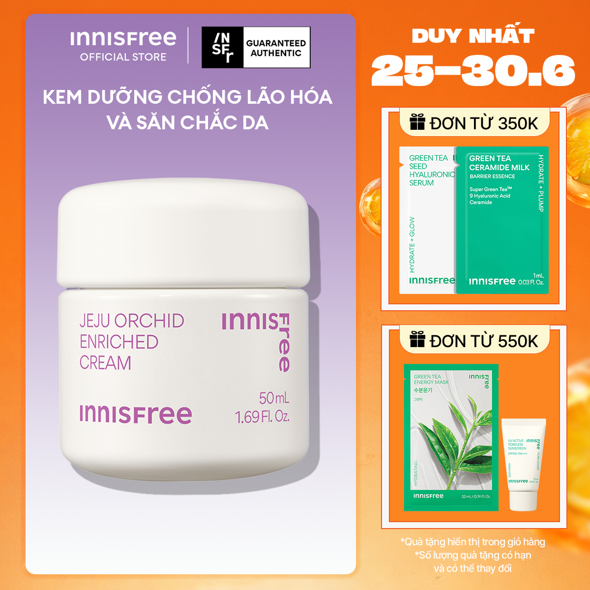 Kem dưỡng da đa năng từ hoa lan Innisfree Jeju Orchid Enriched Cream 50ml
