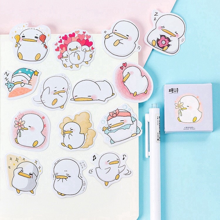 Hộp 45 sticker dán vịt con siêu kute Văn phòng phẩm KuTin