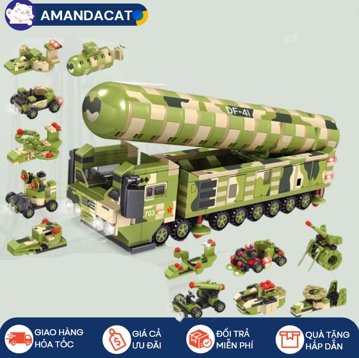 Bộ lego xếp hình lắp ráp đồ chơi thông minh xe tên lửa 3d cho trẻ em, đồ chơi lắp ráp, đồ chơi khối xây dựng
