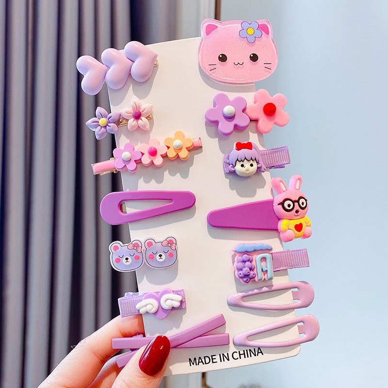 Set Kẹp Tóc Bé Gái - Vỉ Kẹp Tóc 14 Cái Dễ Thương Phong Cách Hàn Quốc