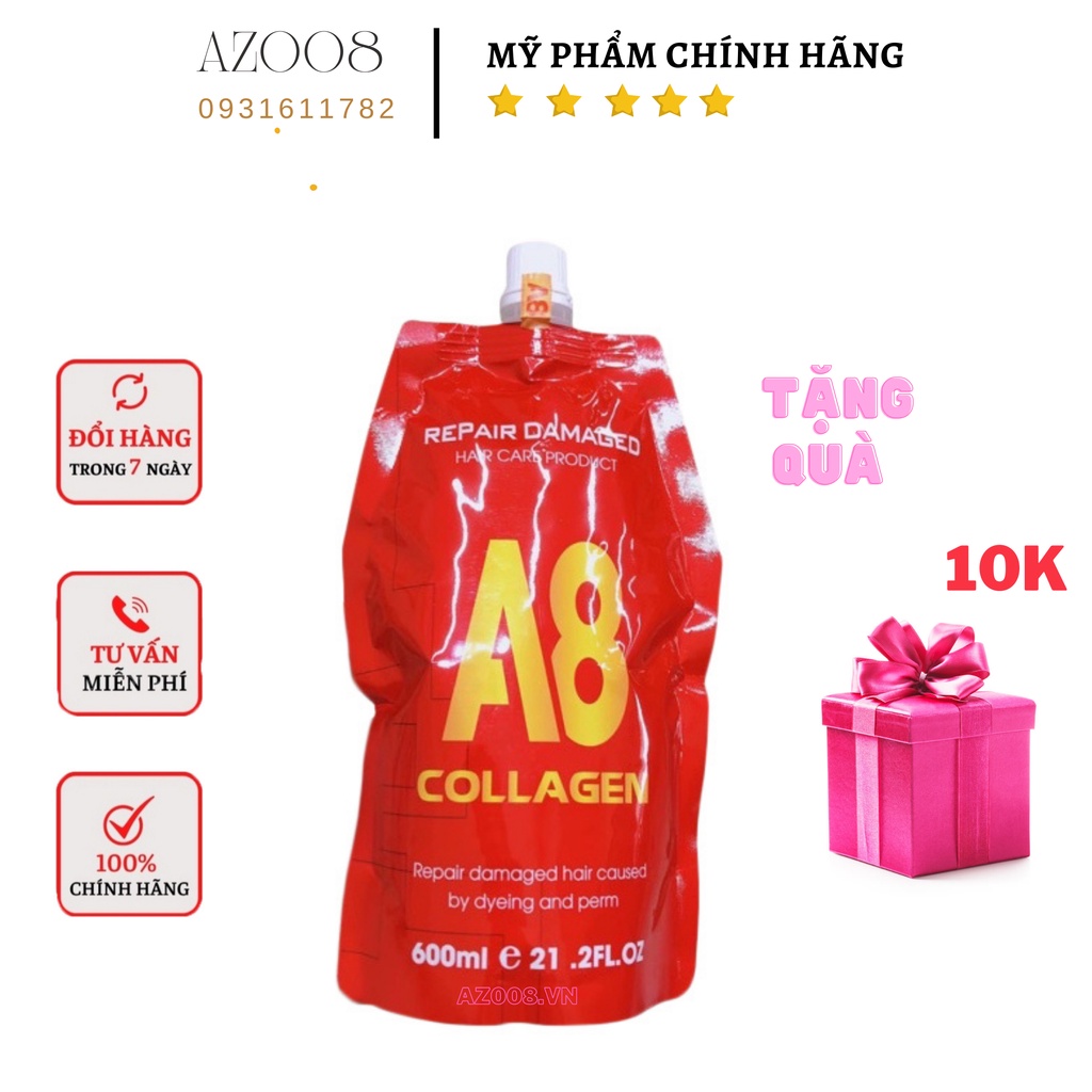 Hấp ủ tóc, hấp phục hồi tóc hư tổn collagen A8 CAO CẤP AZ.pro tặng nón trùm ủ tóc