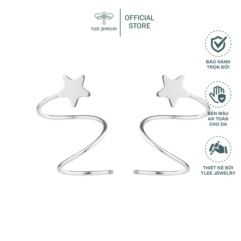 Khuyên tai bạc nữ TLEE xoắn sao cá tính TleeJewelry B0190