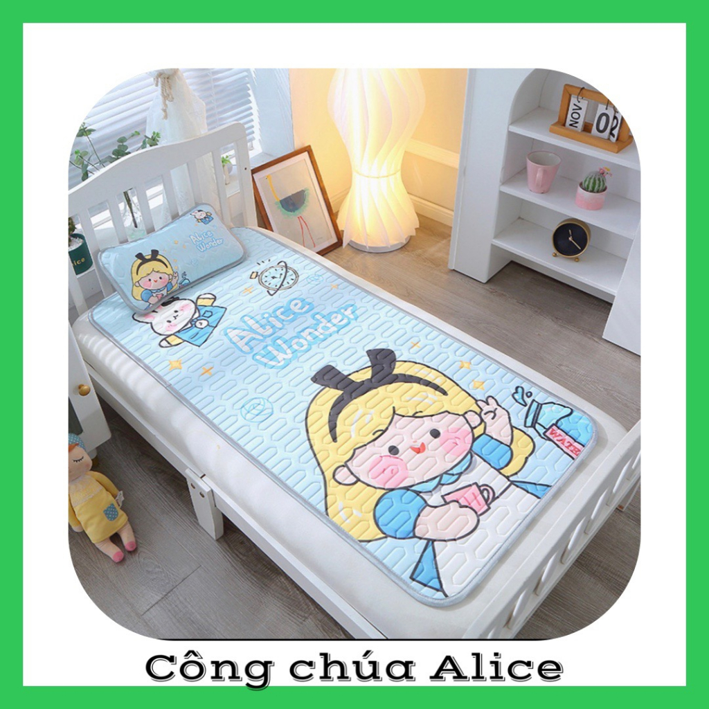 Chiếu diều hòa cao su non kèm gối siêu thoáng mềm mịn cho bé 60x120