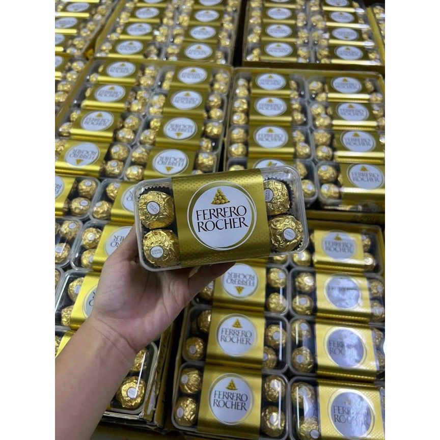 Socola sữa nhân hạt phỉ ferrero rocher hộp 16v 200g của đức