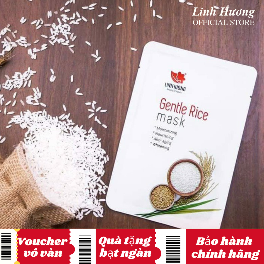Mặt nạ gạo Linh Hương Mặt nạ giấy dưỡng da cấp ẩm ngăn ngừa mụn đầu đen, chống lão hóa 5g