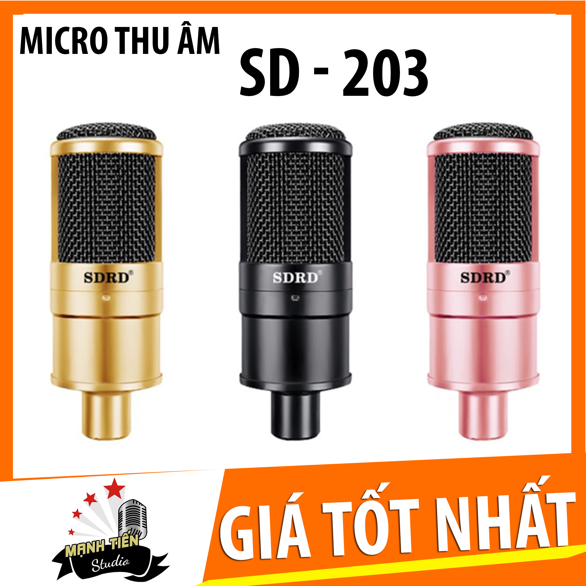 Micro thu âm livestream sdrd sd-203 giá rẻ, mua micro thu âm livestream karaoke, chuyên hát live, karaoke bảo hành 1 & 1 uy tín