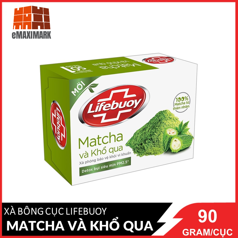 Xà bông cục Lifebuoy Bảo vệ khỏi vi khuẩn Matcha và Khổ qua  90g