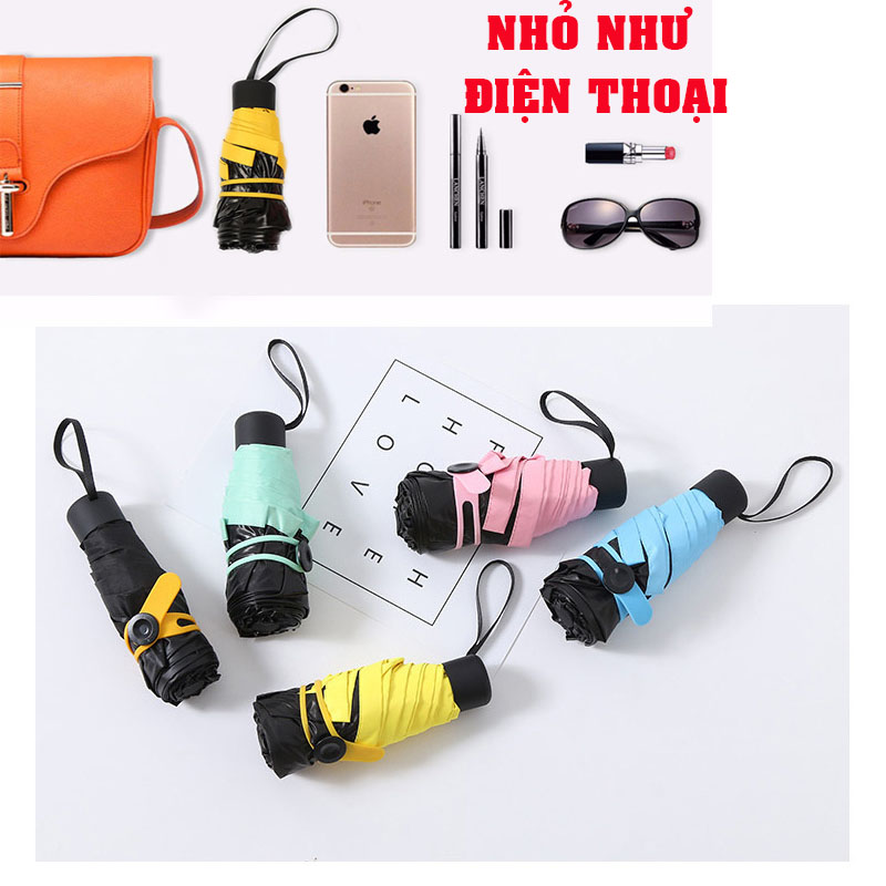 ô dù gấp gọn chỉ 18cm gọn như cây bút chì, ô dù gấp gọn nữ, ô dù nữ, ô dù tự động, ô dù che nắng-poloma