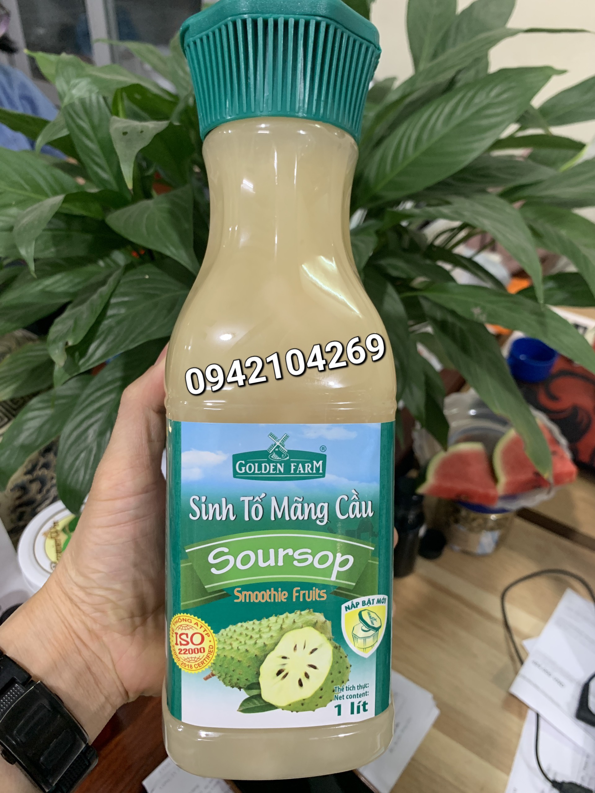 Mứt sinh tố goldenfarm mãng cầu chai 1l làm trà mãng cầu max ngon