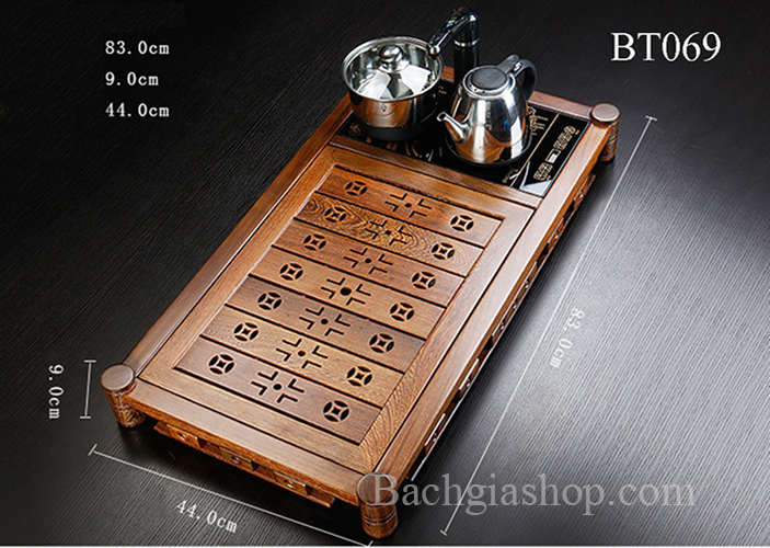 BànTrà Gỗ Mun Đuôi Công Bao Gồm Bếp - 83x44x9cm- Phụ Kiện Uống Trà