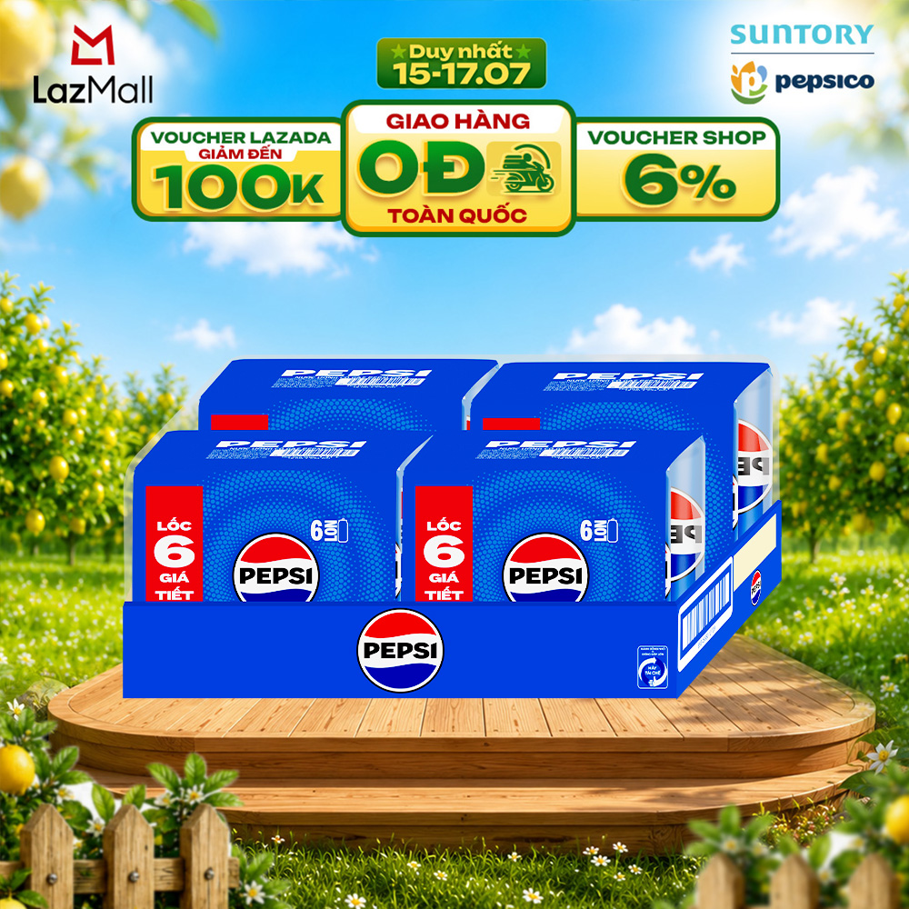 [SALE 15.7] Thùng 24 Lon Nước Ngọt Giải Khát Có Gaz Pepsi (235ml/lon)