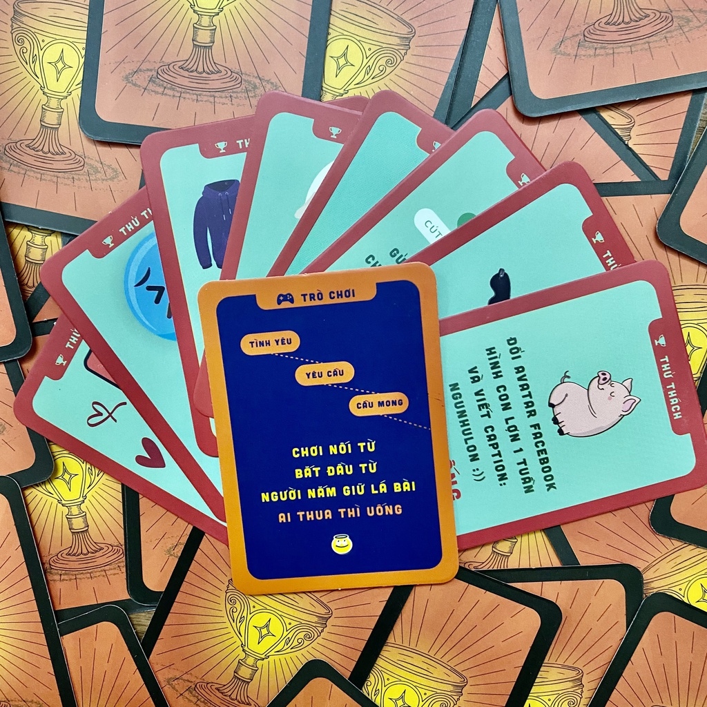 ❅ ̅ Bộ bài drinking game nốc out thẻ bài huệ uống thử thách cùng bạn bè cho nhóm cặp đôi 100 lá U Là Trời Temo Toys