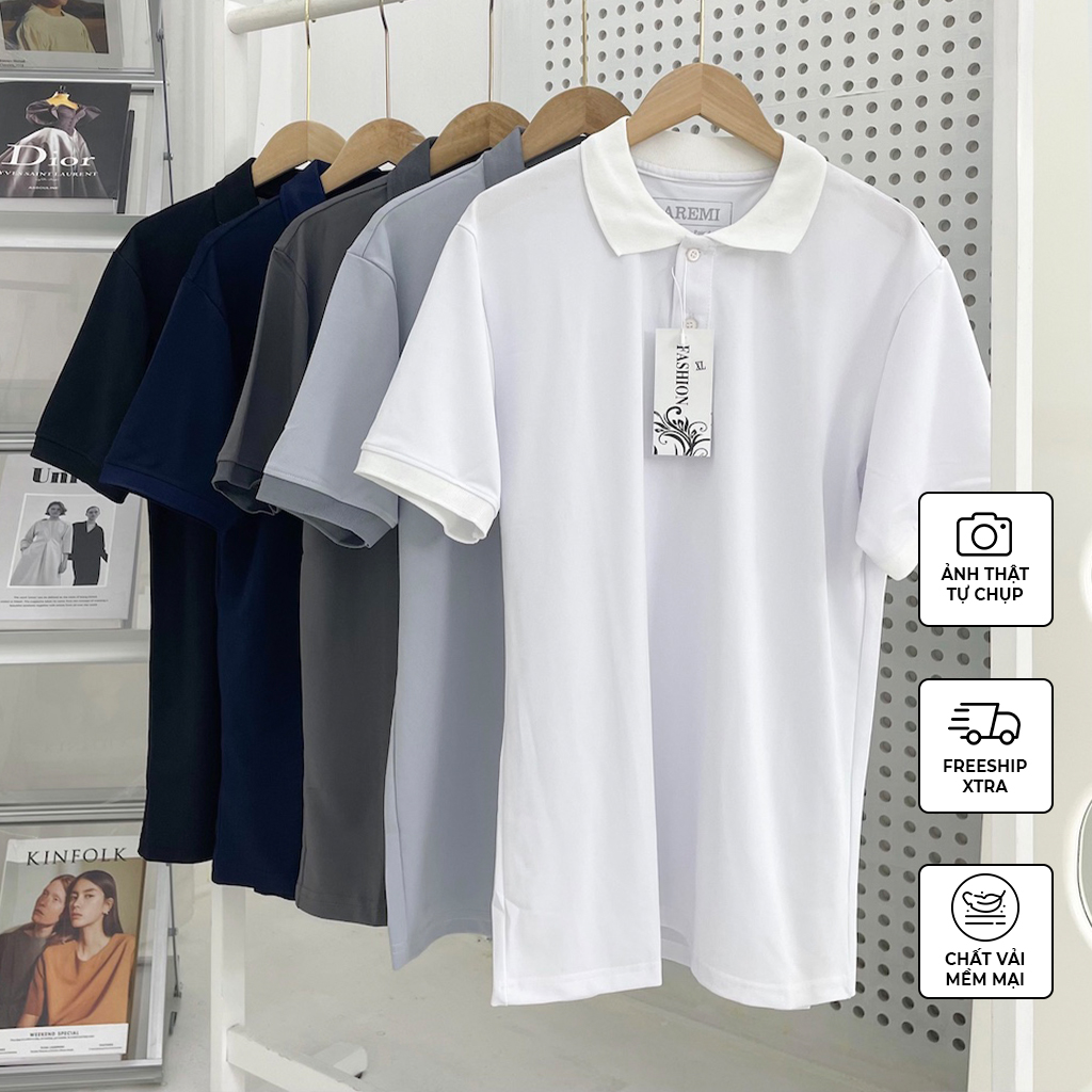 Áo thun nam polo cổ bẻ ngắn tay, áo phông nam vải cotton không nhăn không xù