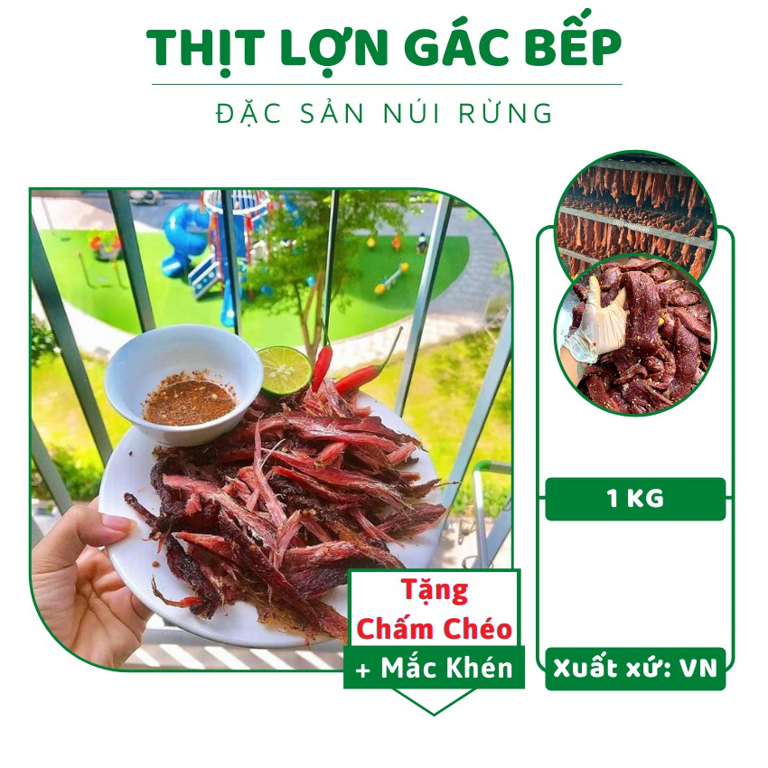 Thịt lợn gác bếp thịt lợn gác bếp hun khói thủ công chuẩn vị Tây Bắc siêu ngon - 1kg, thịt lợn, thịt nướng, thịt lợn gác bếp, thịt lợn tây bắc, thịt sấy khô