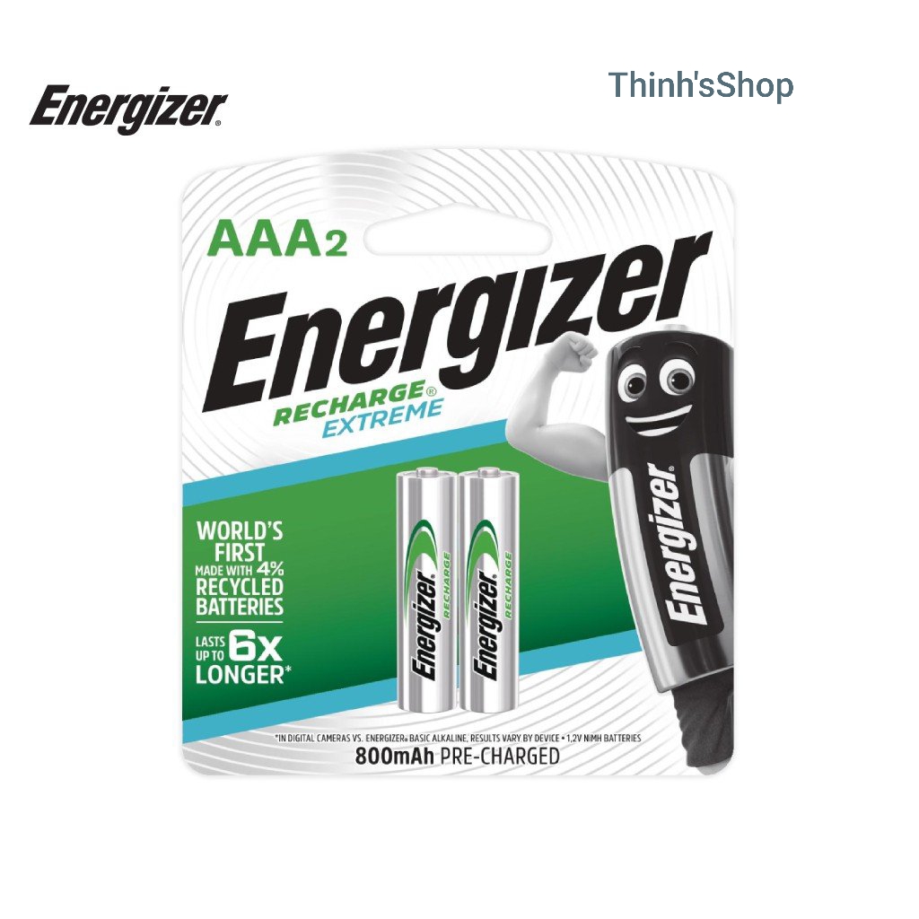 Vỉ 2 pin sạc energizer aaa 800mah - made in japan #free ship