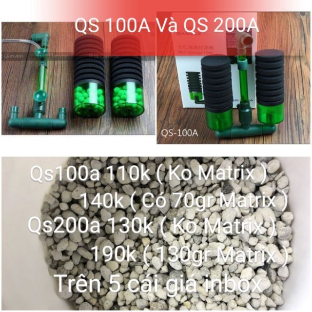 Lọc hồ tép vi sinh qanvee qs-200a guppy xanh