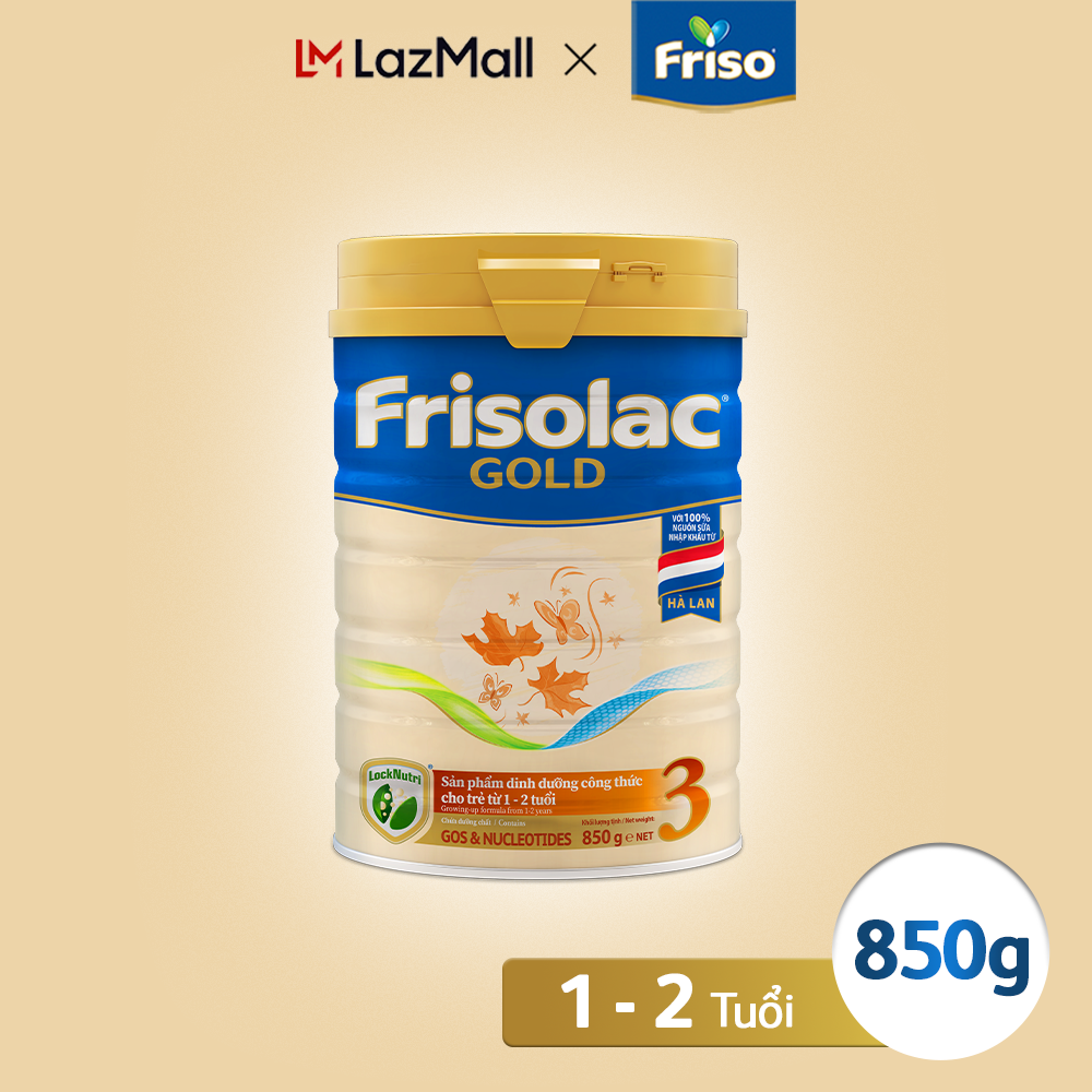 Sữa bột frisolac gold 3 lon thiếc 850g cho trẻ từ 12-24 tháng tuổi