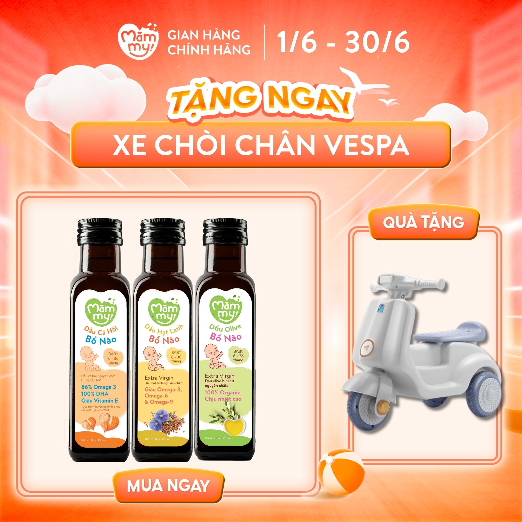 Combo 3 dầu ăn dặm bổ não Mămmy, dầu cá hồi, dầu hạt lanh, dầu Olive bổ sung DHA, Omega-3 cho bé từ 6 tháng, chai 100ml
