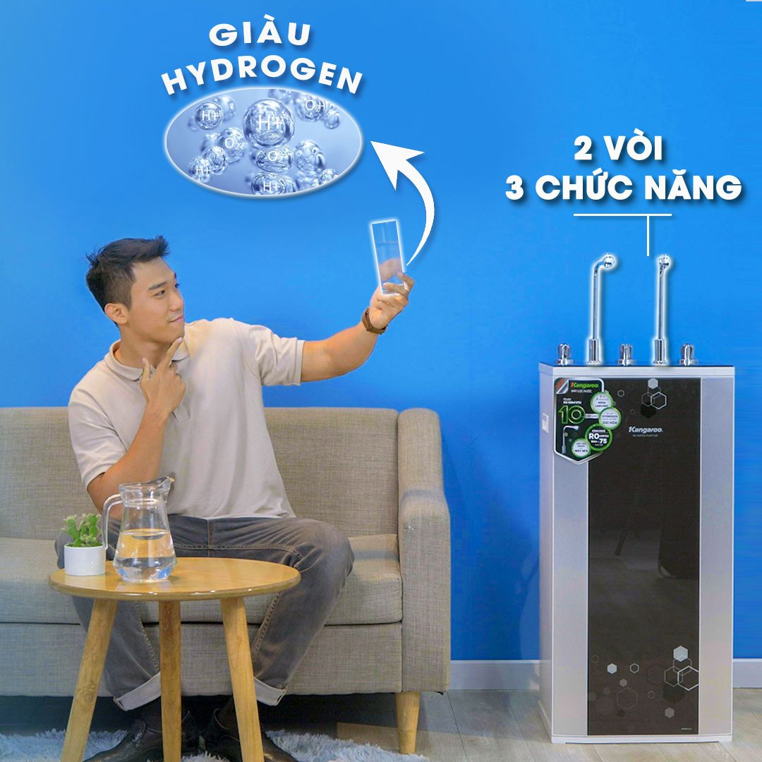 Máy lọc nước R.O nóng lạnh Hydrogen Kangaroo KG10A4VTU 10 lõi Hàng Chính Hãng 100% bảo hành tại nhà 2 Năm