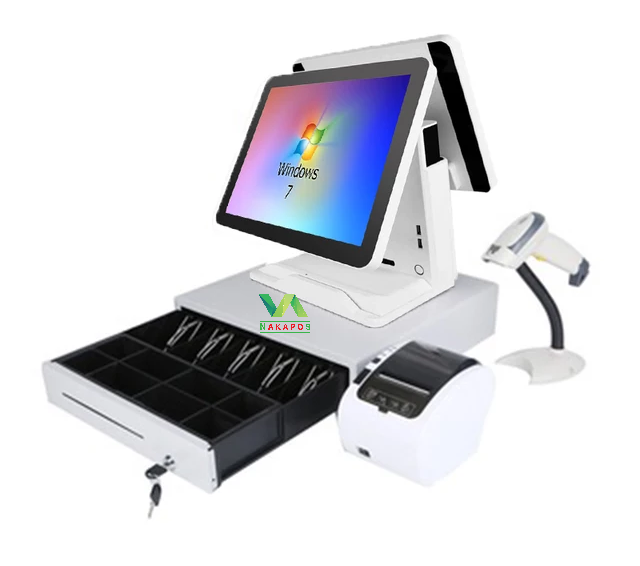 Combo bộ máy bán hàng cảm ứng 2 màn hình lớn NAKAPOS