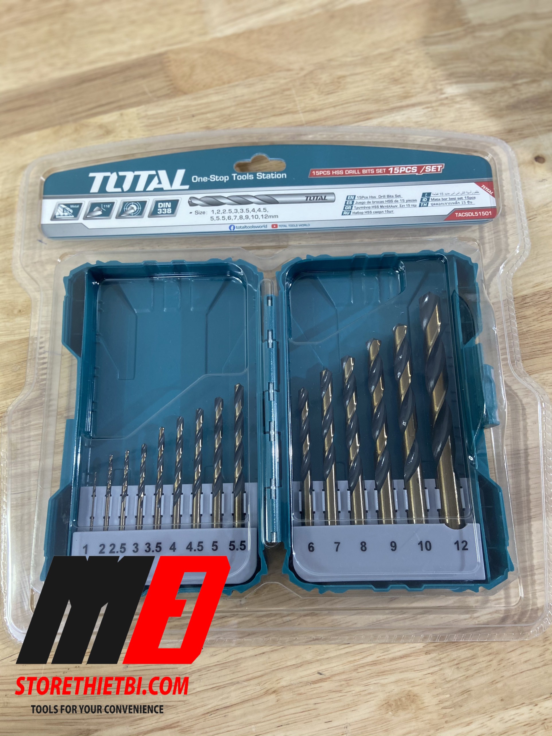 Bộ 15 mũi khoan hss tacsdl51501