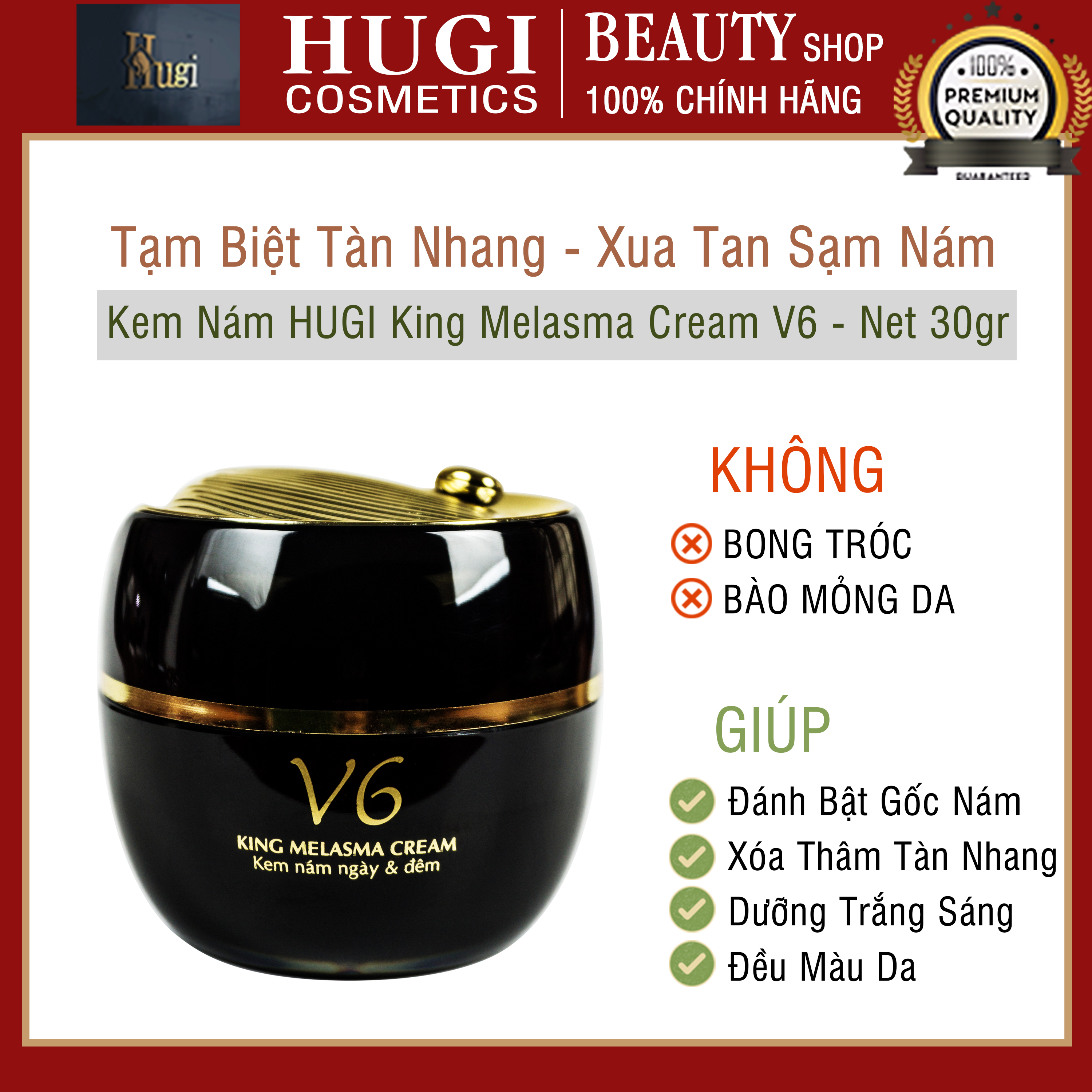 [HCM]Kem Nám Tàn Nhang HUGI King Melasma Scream V6 Spf35 (Net 30gr)