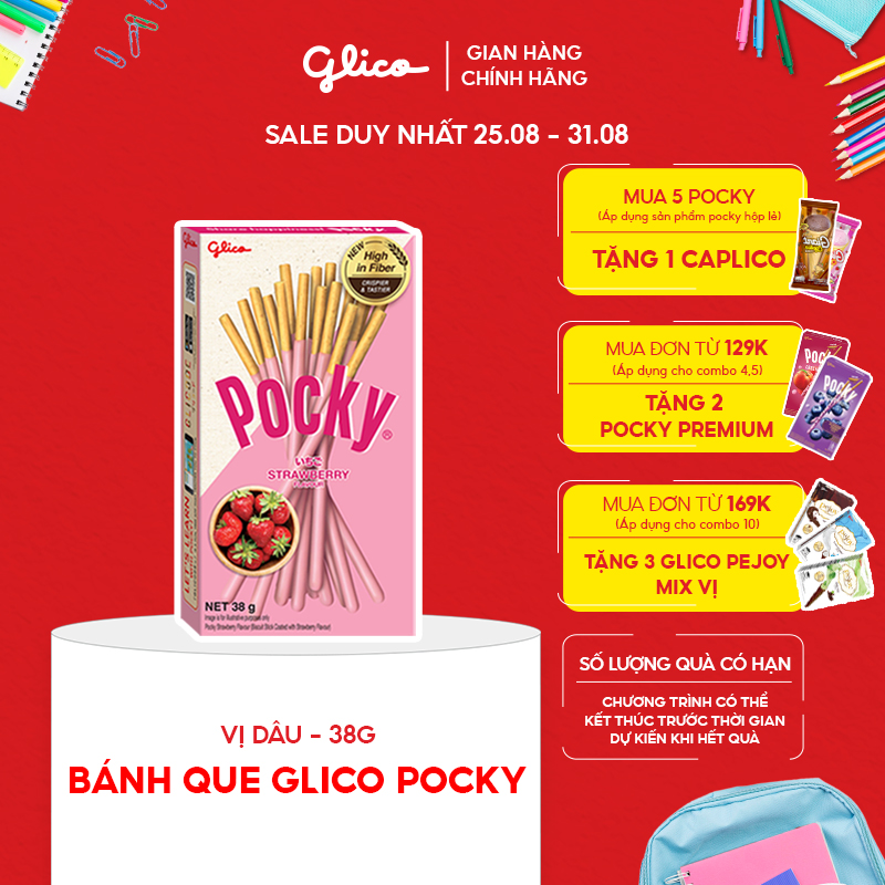 Hộp lẻ - bánh que pocky vị dâu 38g