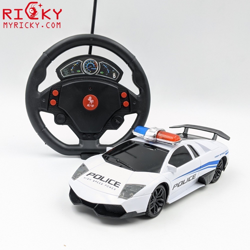 [HCM]Hộp đồ chơi xe hơi cảnh sát điều khiển có sạc LAMBORGHNI vô lăng tròn