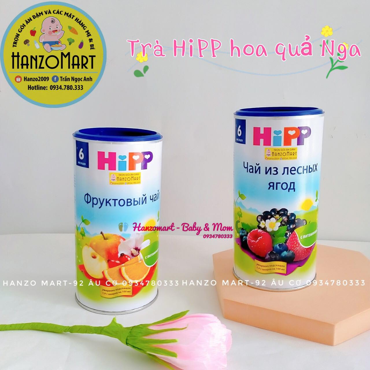 Trà hoa quả trái cây bé ăn dặm HIPP nội địa Nga 200gr