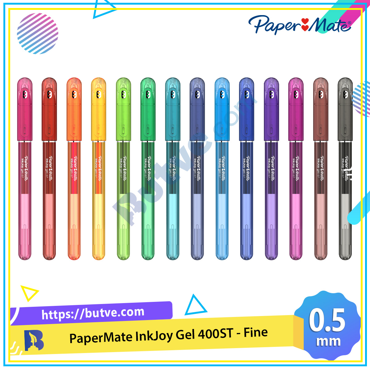 Bút bi mực gel dạng nắp đậy paper mate inkjoy 400st fine - ngòi 0.5mm