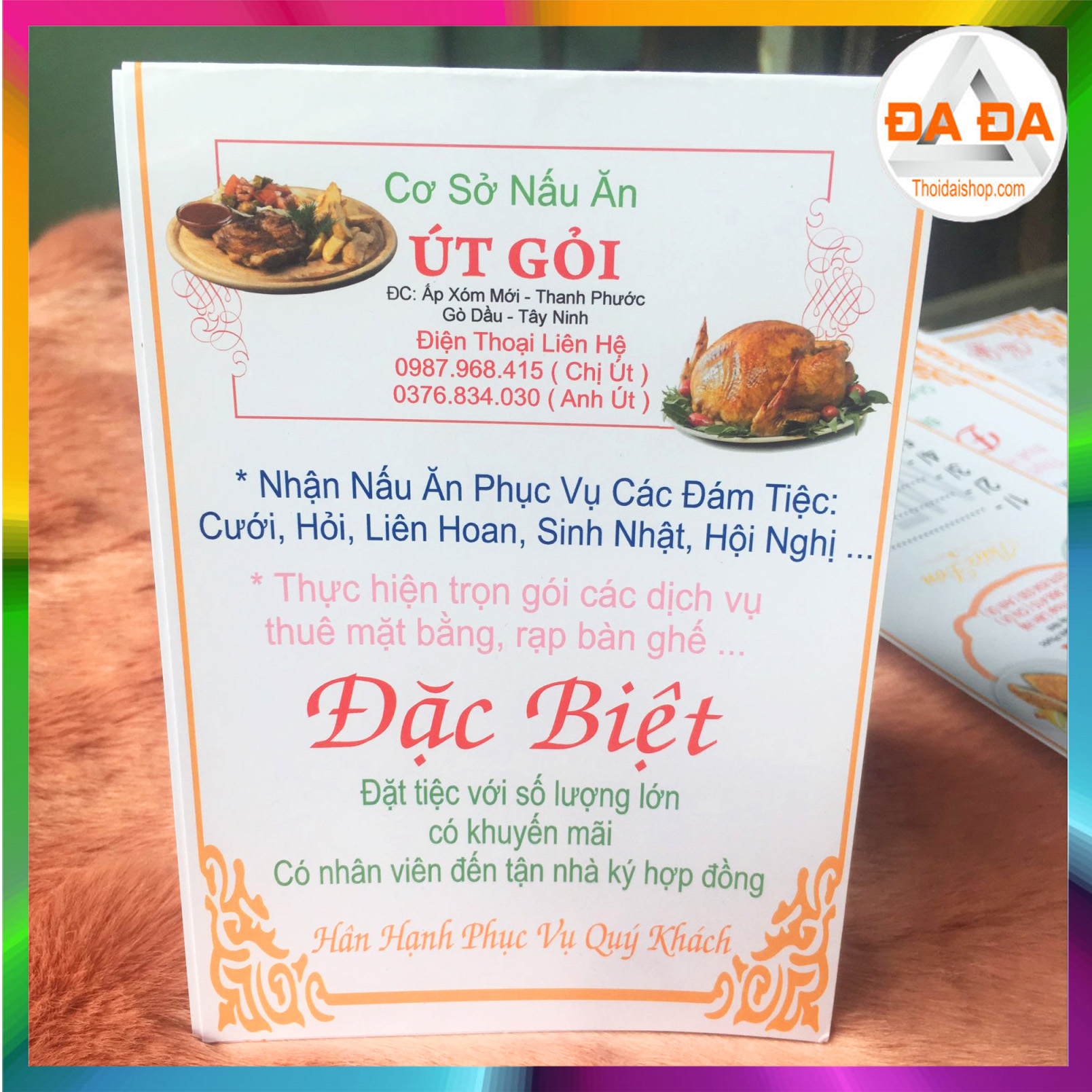 In menu để bàn tiệc cưới