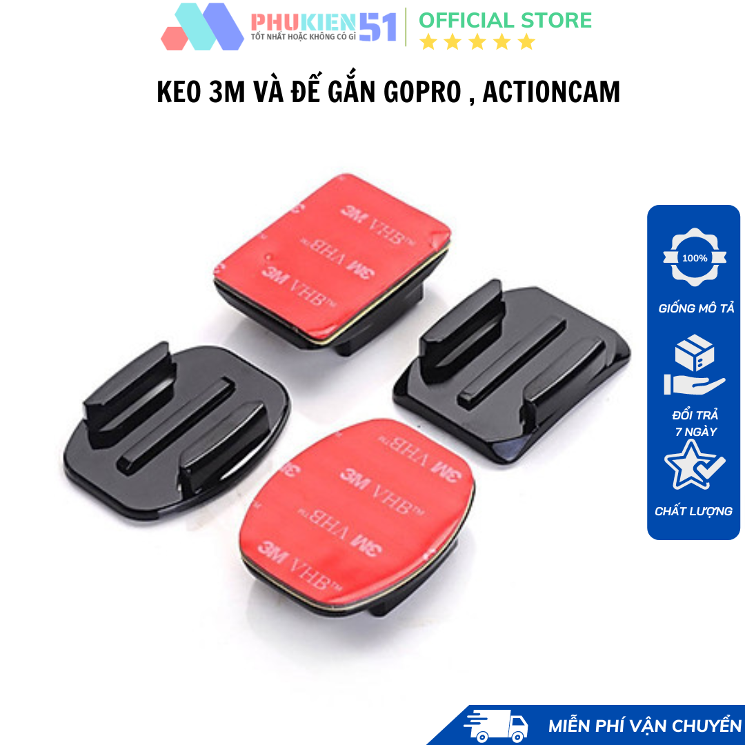 Keo 3M và đế dán nón bảo hiểm cho camera hành trình Gopro, Actioncam siêu dính